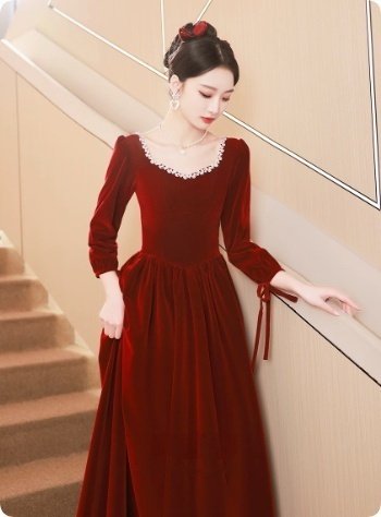 Toast Velvet Long Sleeve Engagement Dress - Image 5