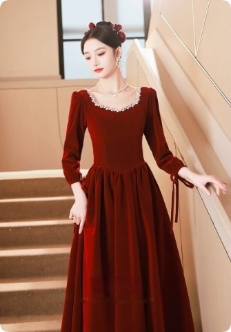 Toast Velvet Long Sleeve Engagement Dress - Image 4