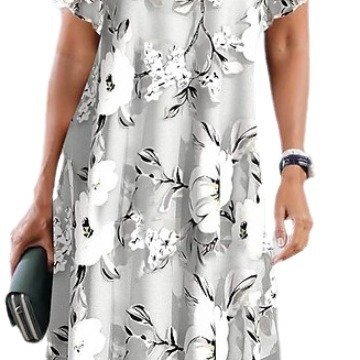 Women's Loose Floral Print Round Neck Casual Short Sleeve Dress - Image 2