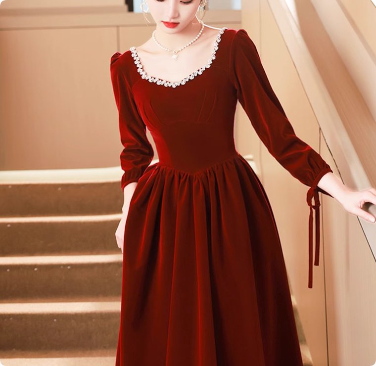 Toast Velvet Long Sleeve Engagement Dress - Image 3