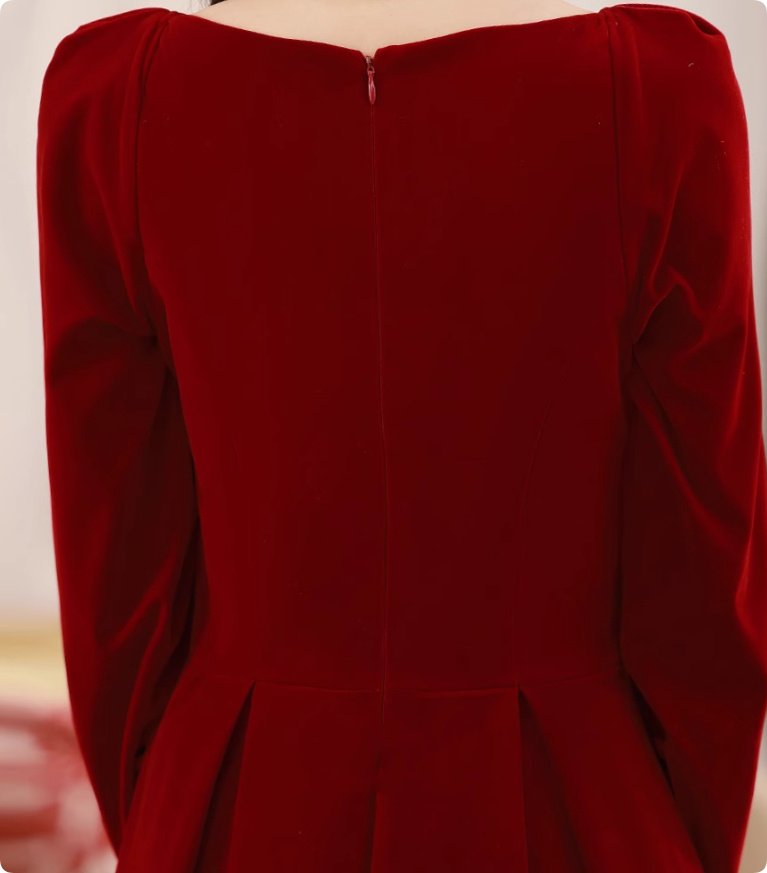 Velvet Toast Dress Simple And Elegant Long Sleeve Engagement Dress - Image 4