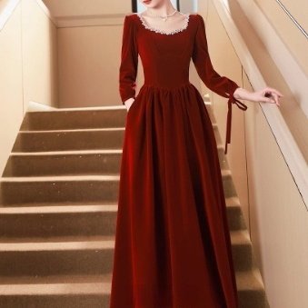 Toast Velvet Long Sleeve Engagement Dress