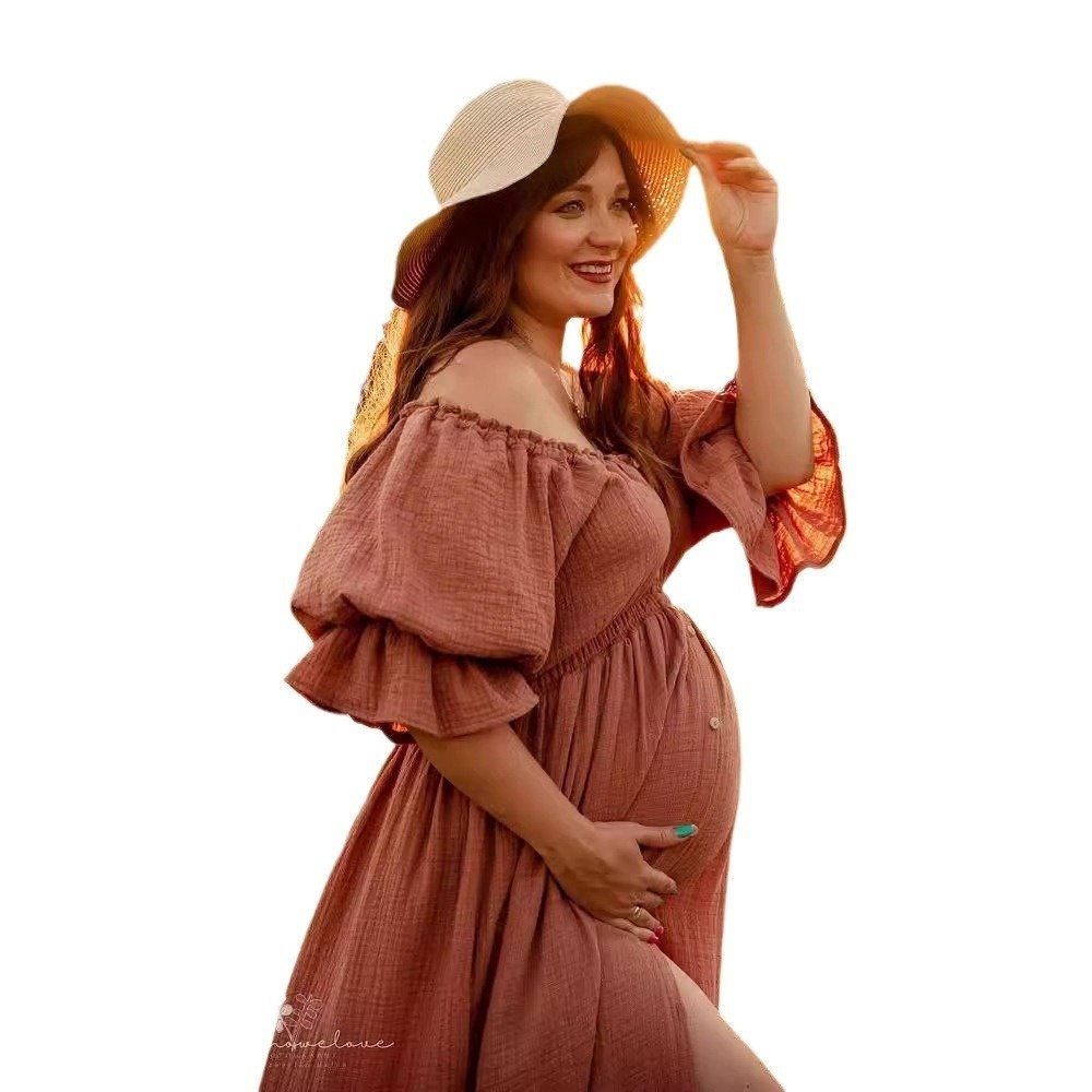 Women's Button Puff Sleeve Mop Dress - Image 5