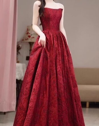 High End Light Luxury Niche Wine Red French Evening Gown