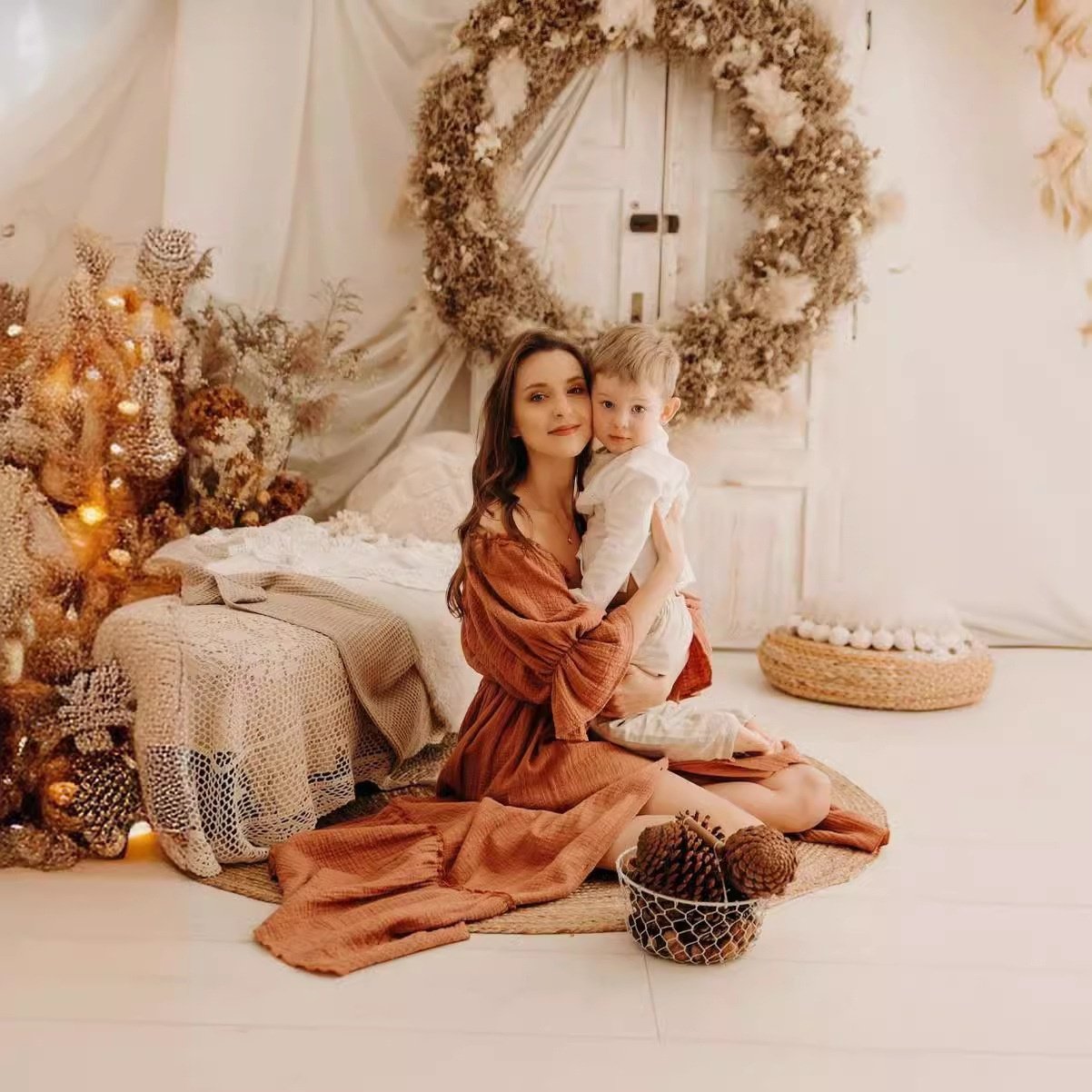 Women's Button Puff Sleeve Mop Dress - Image 3